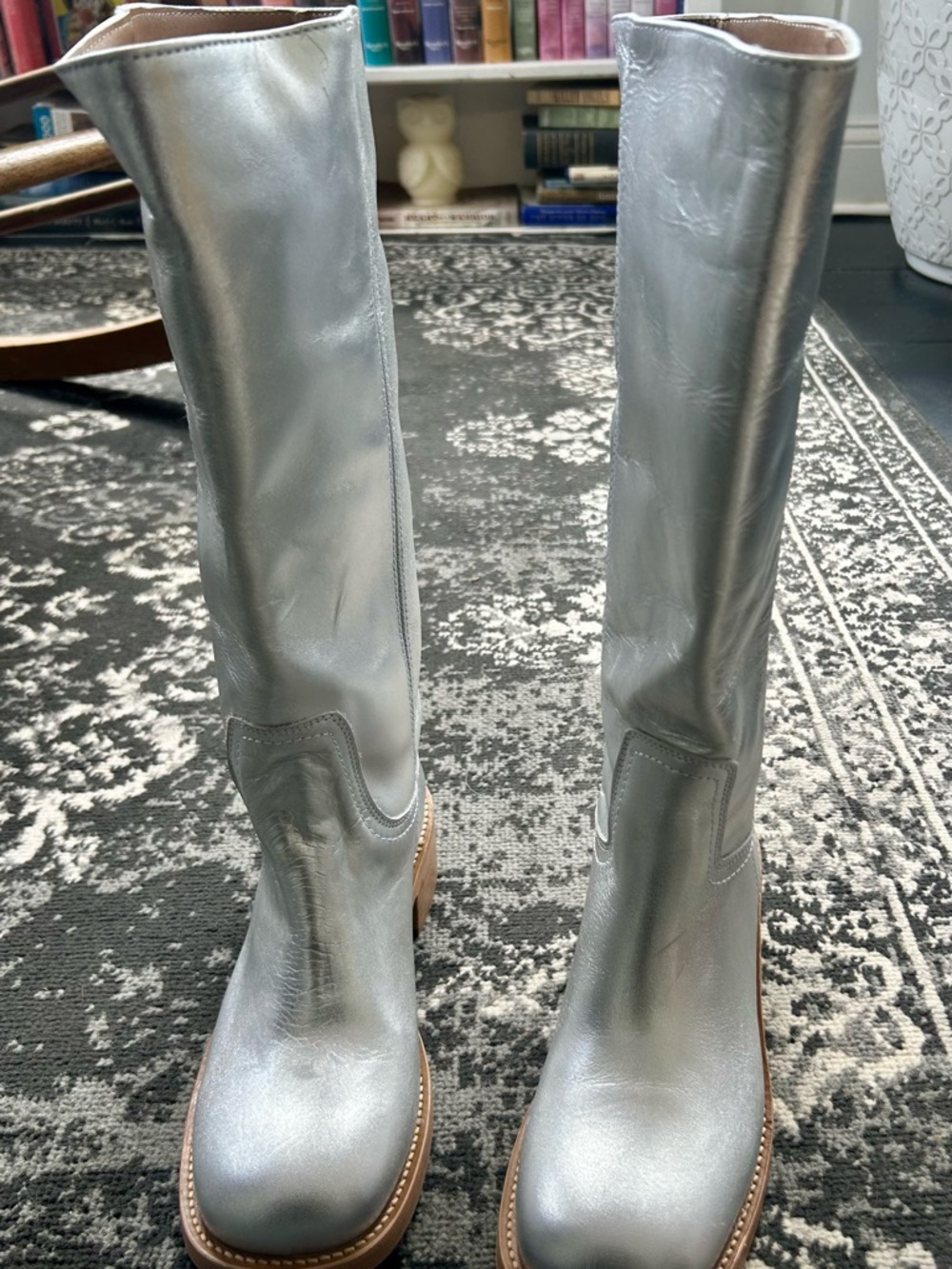 Steve Madden Riggs Silver Metallic Knee-High Boots NWOB - Size 8